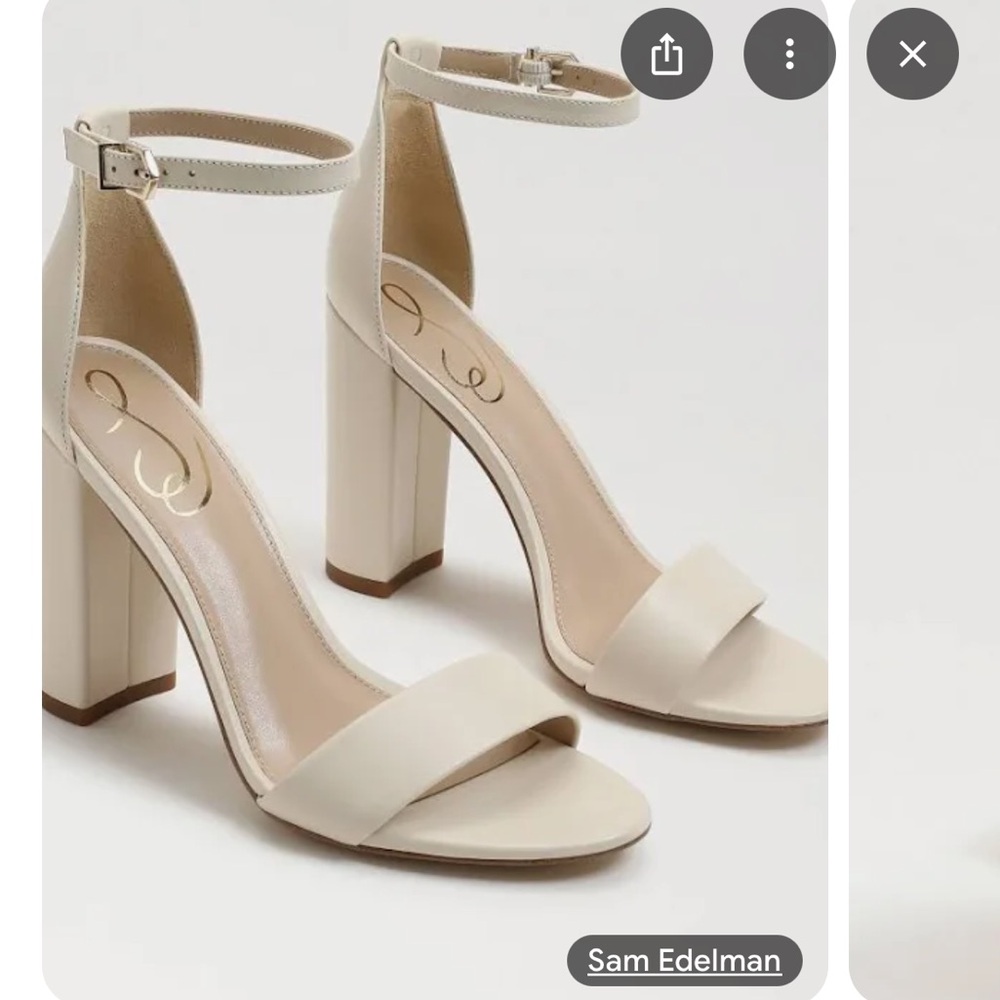 Sam Edelman Cream Ankle-Strap Block Heel Sandals
